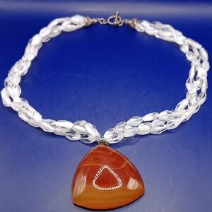 Chic Orange and White Pendant Necklace